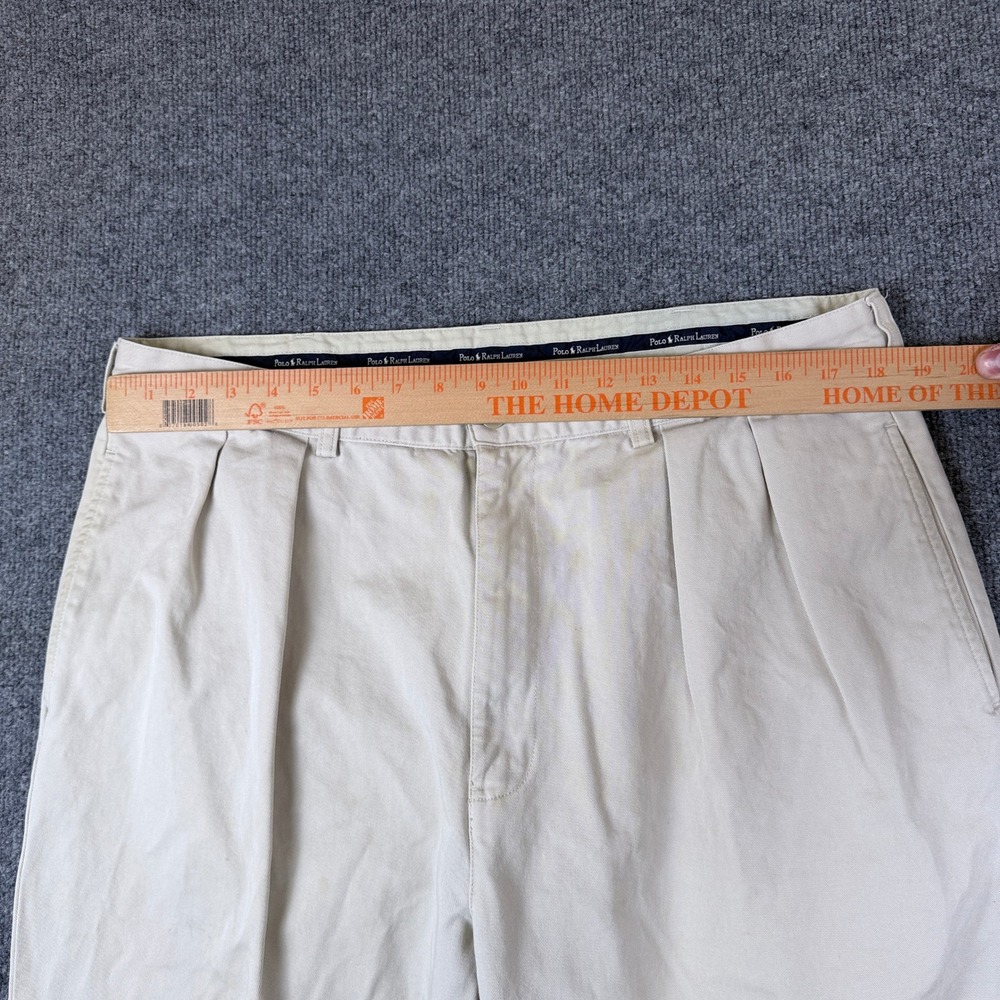 Vintage Polo Ralph Lauren Andrew Pants Mens 38x30 Beige Pleated Chino 90s - Picture 9 of 16